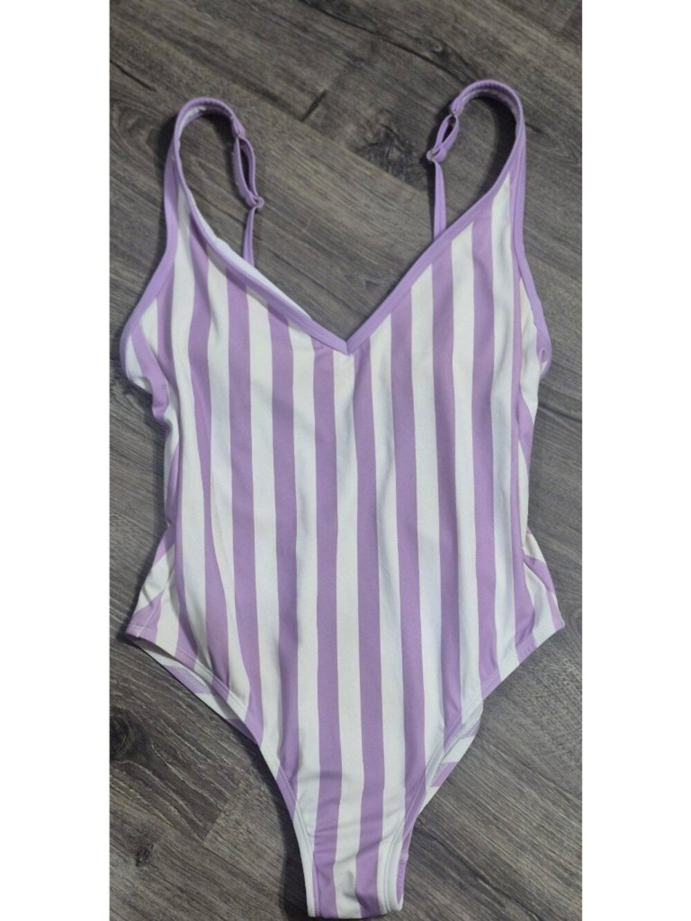 Kona Sol High-cut Striped One-piece Swimsuit Bathingsuit Women's Size Medium